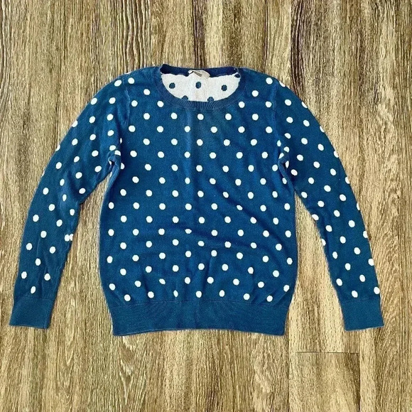 Womens LOFT Blue Polka Dot Sweater - M - Picture 1 of 8